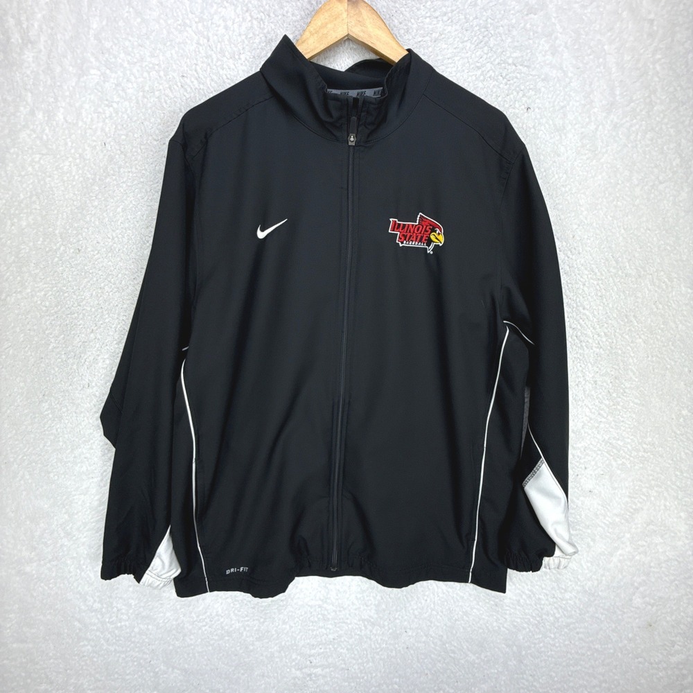Nike Illinois State Baseball Dri-Fit Full Zip Track Jacket Black Mens XL 535632